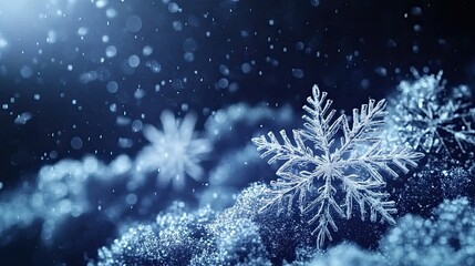 Detailed snowflake background, perfect for Christmas, creating a festive, winter wonderland feel.