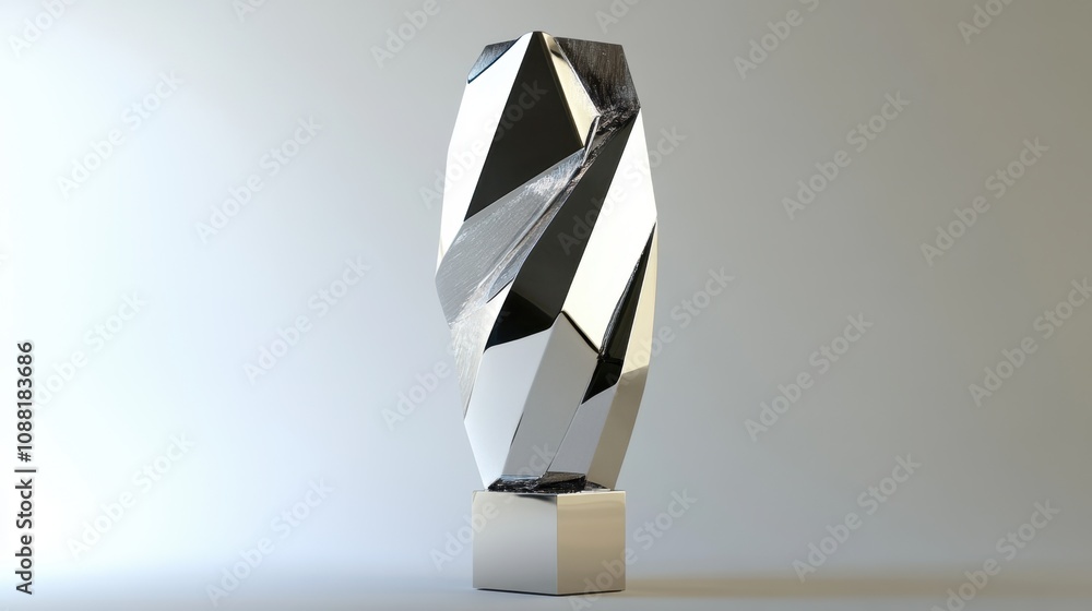 Aufkleber modern trophy featuring mirrored panels with a geometric base, reflecting light to create a unique v