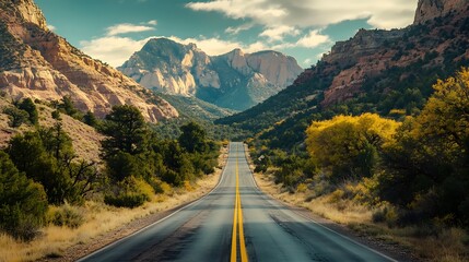 Fototapeta premium Scenic Highway Through Mountains