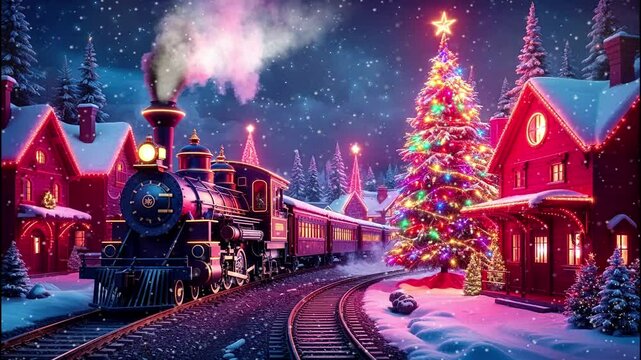 Dampflok f&auml;hrt durch das Winter-Wunderland zu Weihnachten