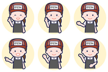 魚屋の女性のポーズセット_03