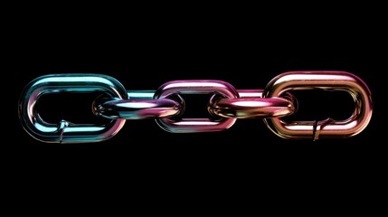 Obraz premium Unity in Contrast - Minimalist Metal Chain with Unique Colored Link Isolated for Clarity