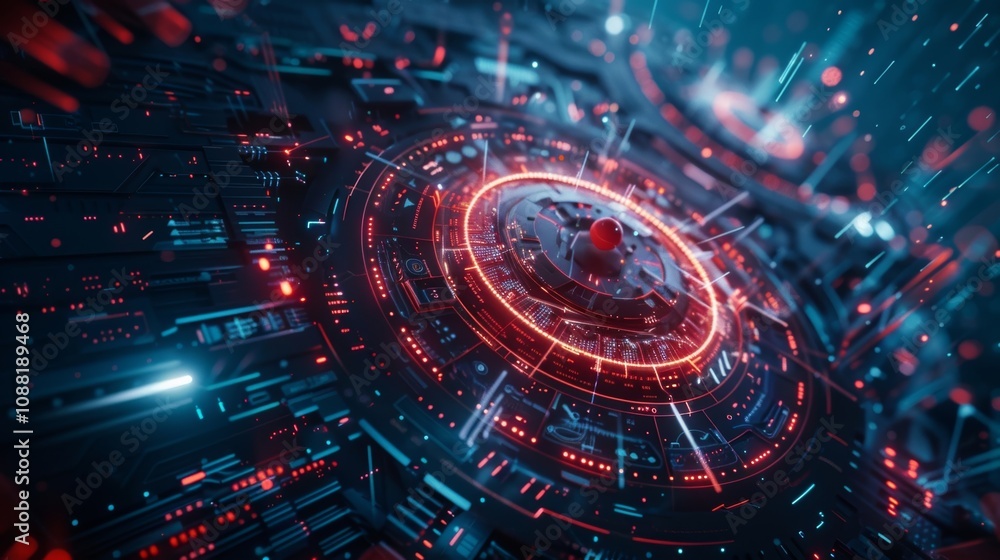 Aufkleber quantum computing core processing data with head up display interface and futuristic circuits transf