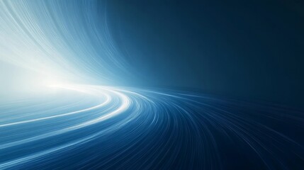 A symmetrical blue background with speed lines, light blue and black gradient colors, a white curved straight road, minimalist style, high resolution, and a dynamic technological atmosphere.