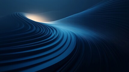 A symmetrical blue background with speed lines, light blue and black gradient colors, a white curved straight road, minimalist style, high resolution, and a dynamic technological atmosphere.