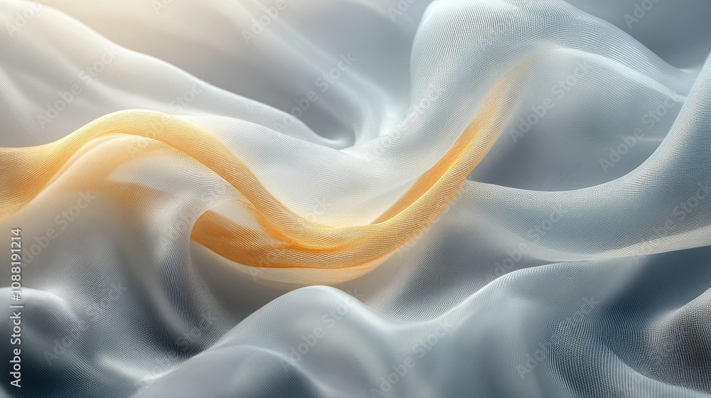 Aufkleber a light golden ribbon with high-quality texture, placed on a gradient gray background, equipped with