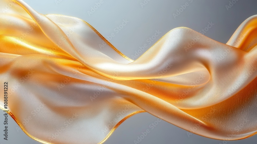 Aufkleber a light golden ribbon with high-quality texture, placed on a gradient gray background, equipped with