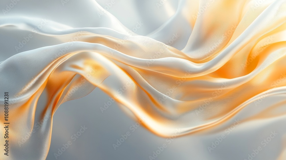 Aufkleber a light golden ribbon with high-quality texture, placed on a gradient gray background, equipped with