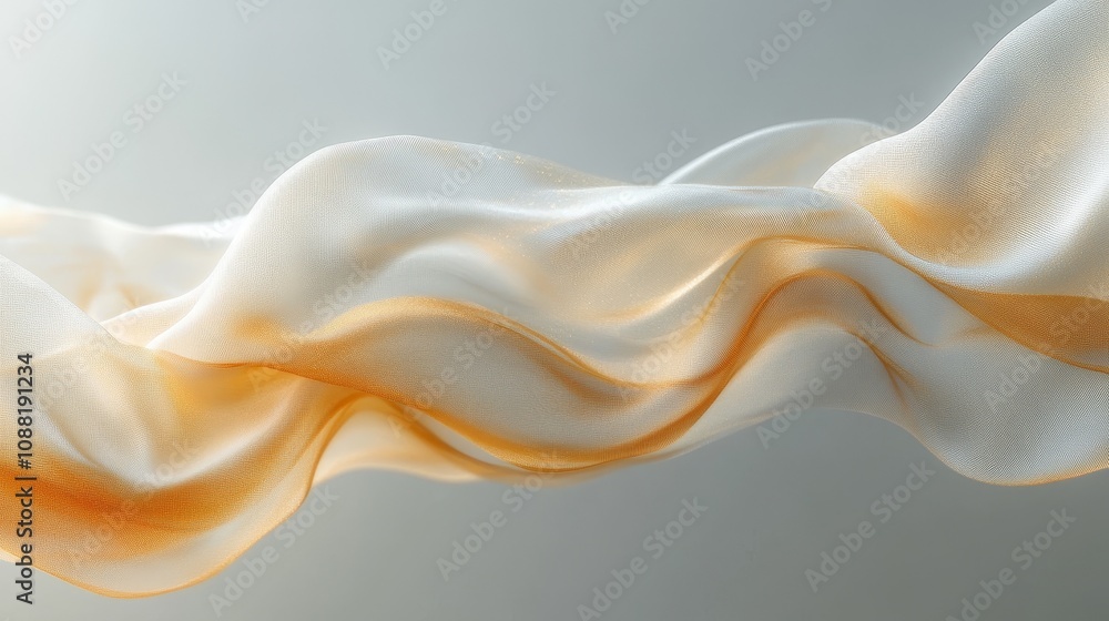 Aufkleber a light golden ribbon with high-quality texture, placed on a gradient gray background, equipped with