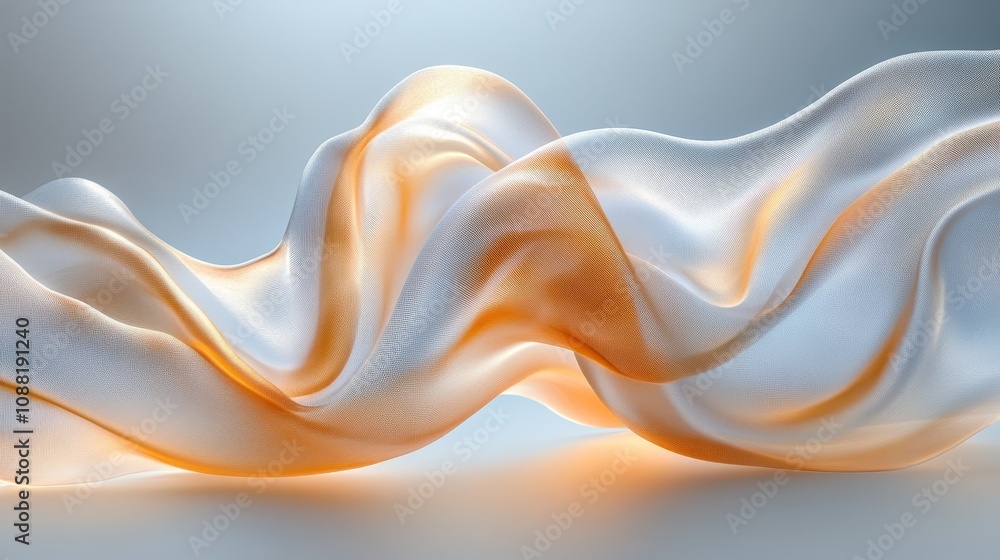 Aufkleber a light golden ribbon with high-quality texture, placed on a gradient gray background, equipped with