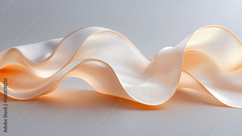 Aufkleber a light golden ribbon with high-quality texture, placed on a gradient gray background, equipped with