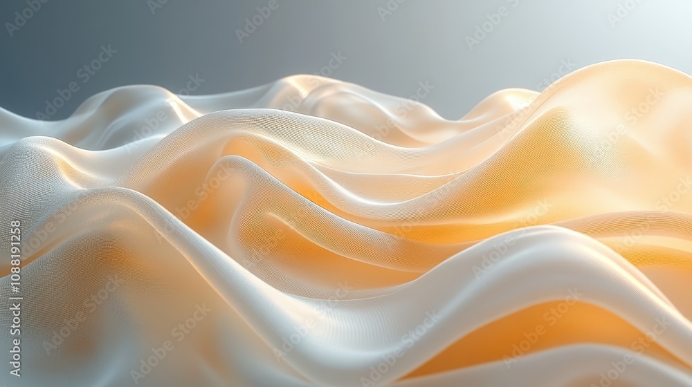 Aufkleber a light golden ribbon with high-quality texture, placed on a gradient gray background, equipped with