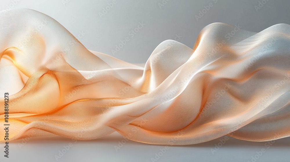 Aufkleber a light golden ribbon with high-quality texture, placed on a gradient gray background, equipped with
