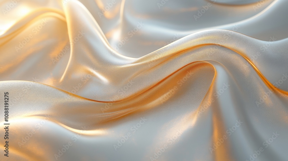 Aufkleber a light golden ribbon with high-quality texture, placed on a gradient gray background, equipped with