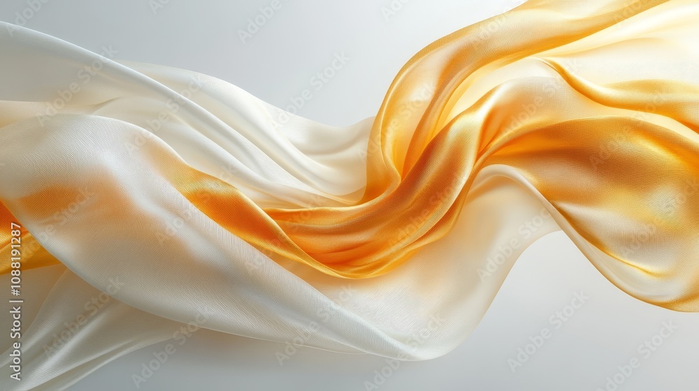 Aufkleber a light golden ribbon with high-quality texture, placed on a gradient gray background, equipped with