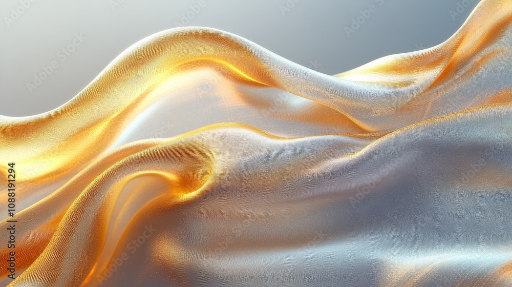 Aufkleber a light golden ribbon with high-quality texture, placed on a gradient gray background, equipped with