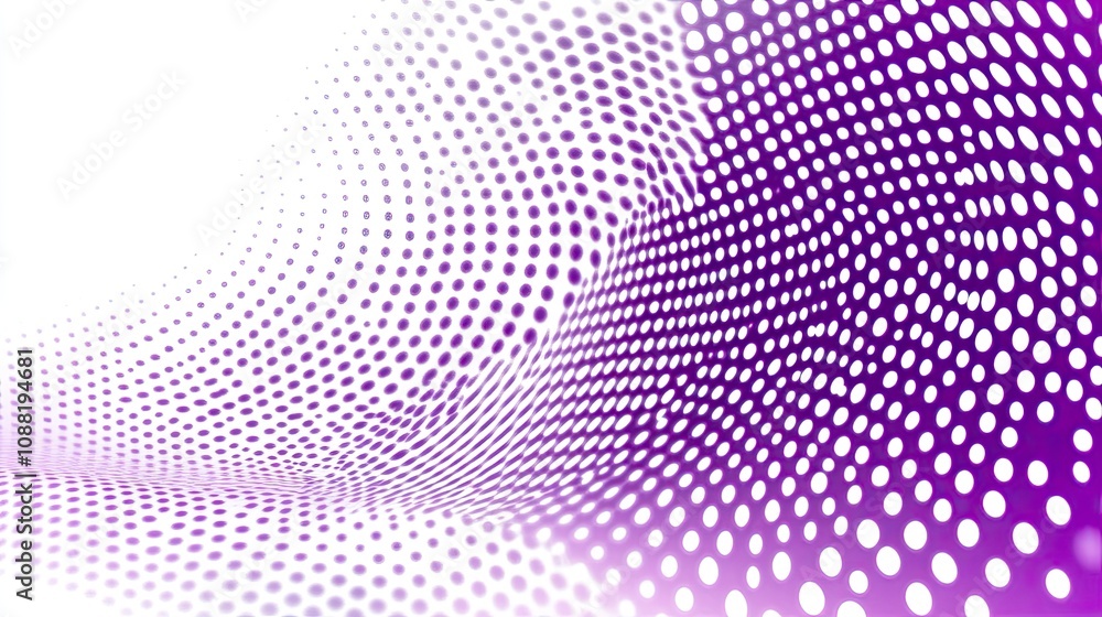 Poster abstract design with purple dots creating a wave effect