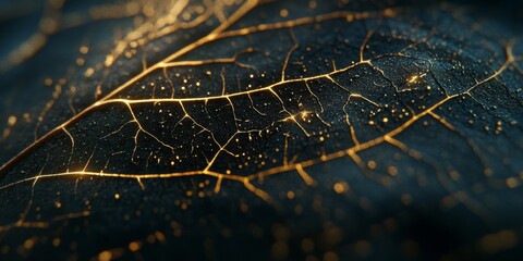 Golden Leaf Vein Macro Nature s Abstract Art Dark Gold Texture