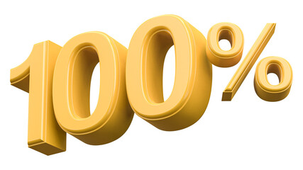 100 Percent Gold Number 3D Render