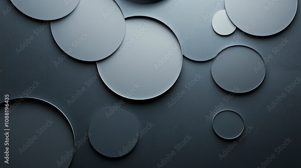 Poster abstract design with circular shapes on a dark background