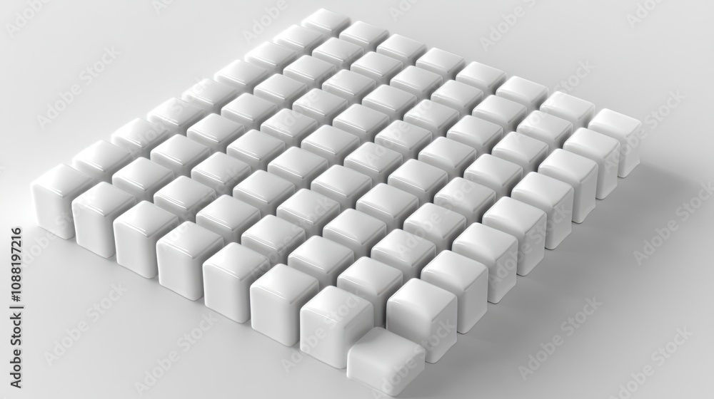 Poster minimalist white cube arrangement in a structured grid layout