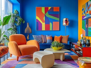 Vibrant Modern Living Room With Bold Colorful Decor