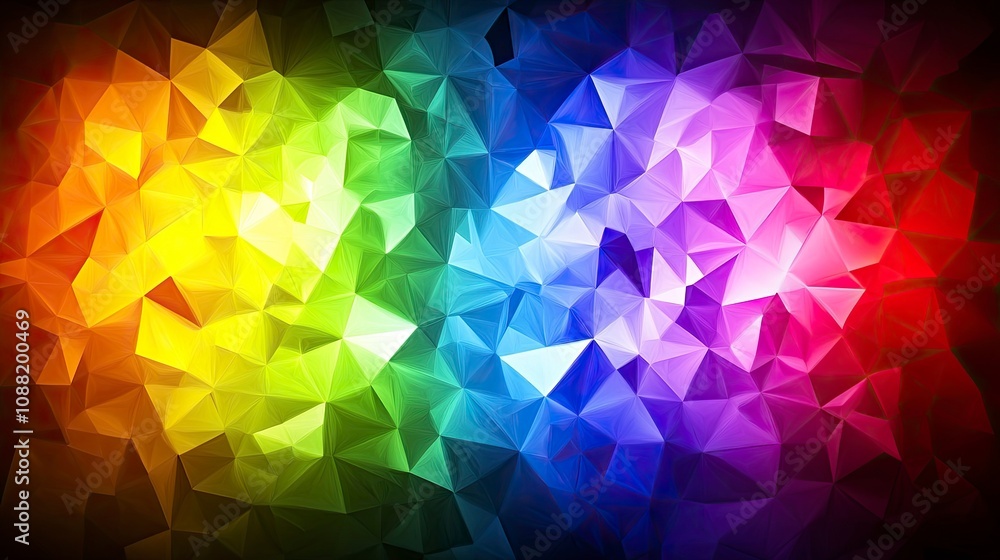 Poster vibrant geometric pattern blending colors in a mesmerizing abstract design