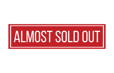 Red ALMOST SOLD OUT Rubber Stamp Seal Vector illustration isolated on white background