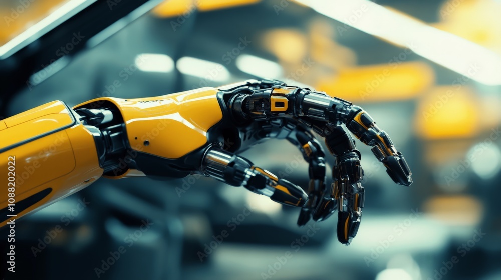 Poster robot gripping end effector close-up with high precision