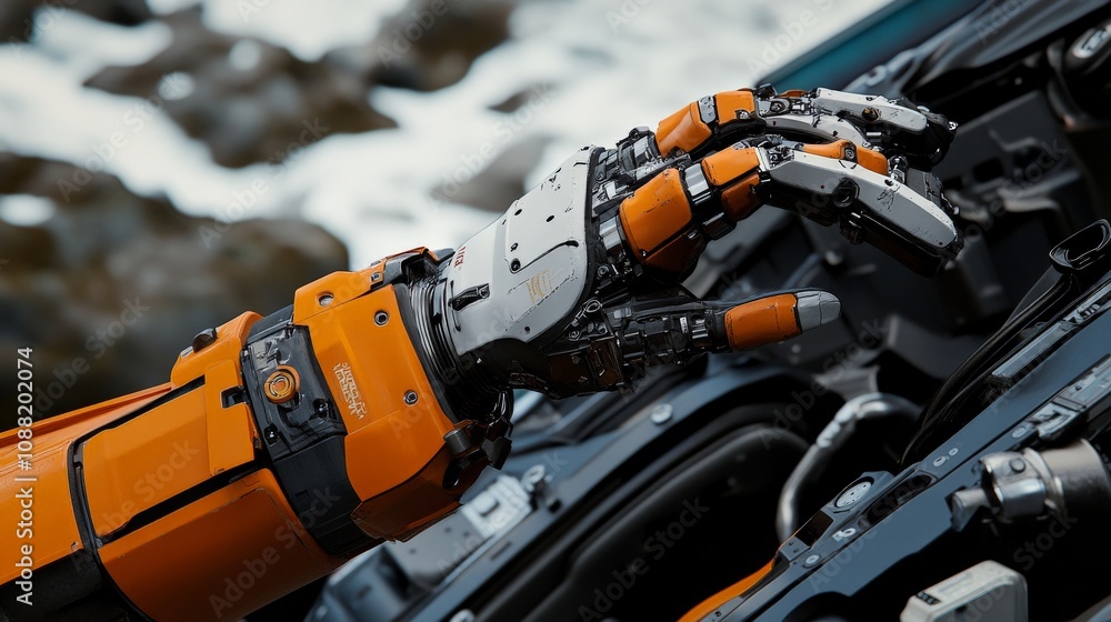 Poster close-up of robot gripper component for precision tasks