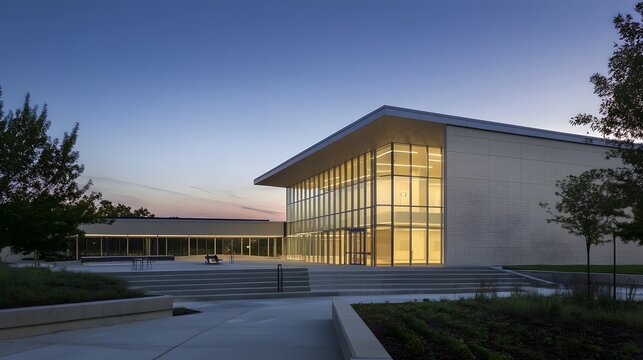 Ultra-Modern Geometric Building with Rectangular Windows and Clean Lines