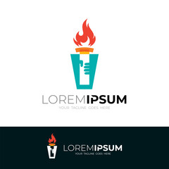 torch logo being held, simple design template, sport icons