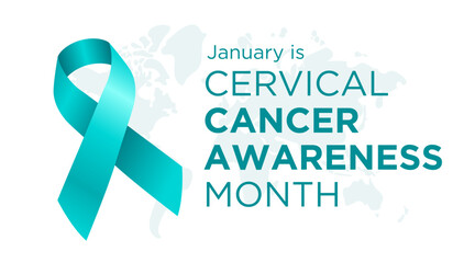 Cervical Cancer Awareness Month Design with Teal Ribbon Illustration
