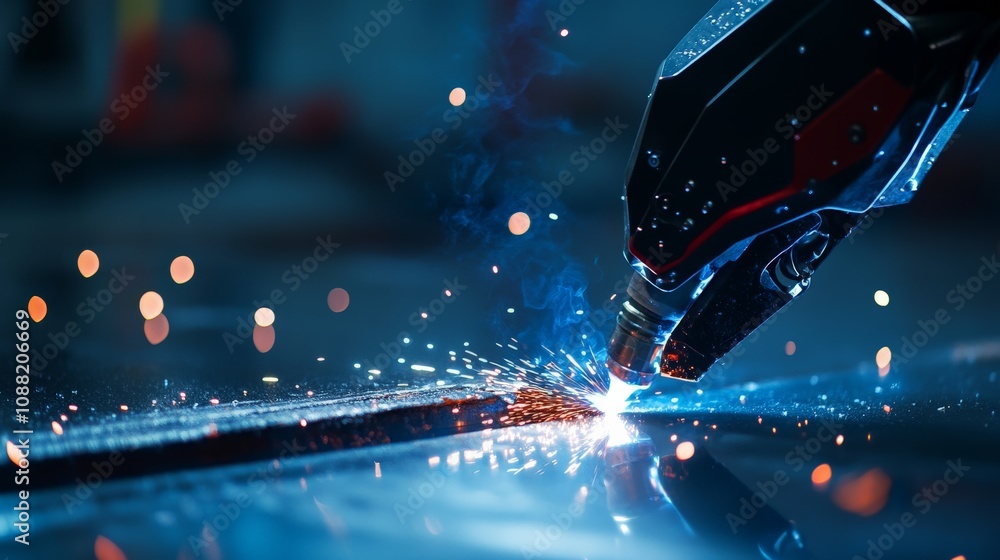 Poster dynamic robotic welding arm in action