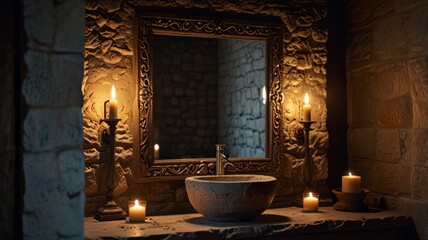 Obraz premium Rustic Bathroom Ambiance