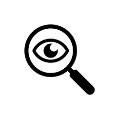 Magnifying Glass icon with Eye. Investigative work symbol