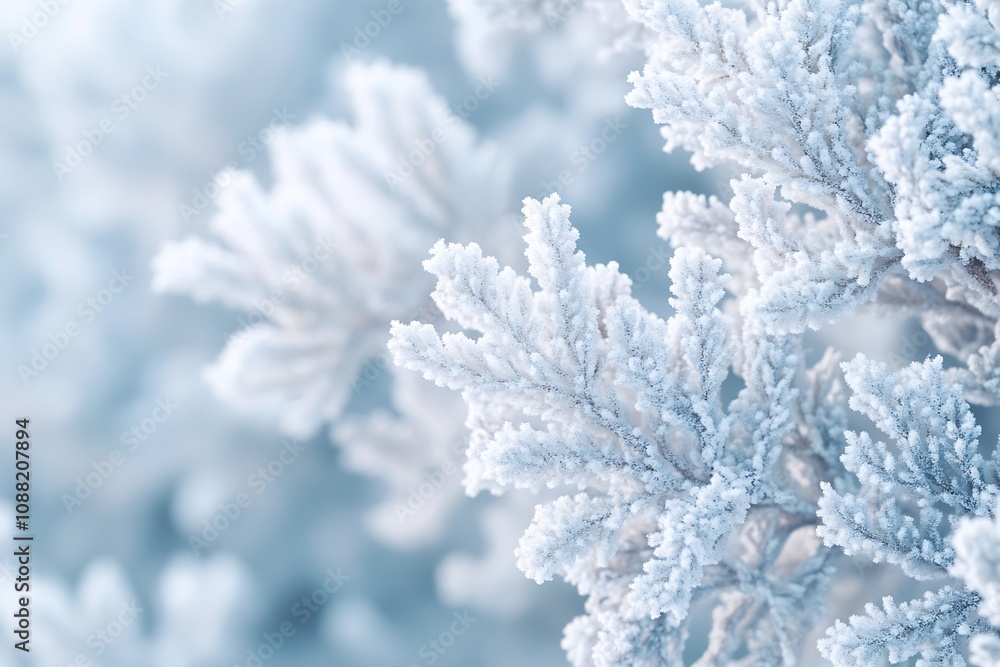 Poster delicate frost covered leaves creating ethereal winter art nature and elegance : generative ai