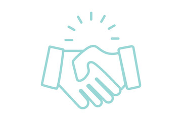 Fototapeta premium Handshake icon in black outline, business agreement concept