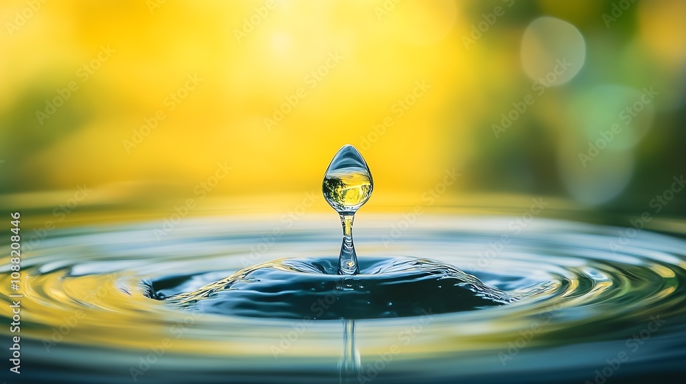 Poster captivating water droplet splashing in vivid reflections and ripples : generative ai