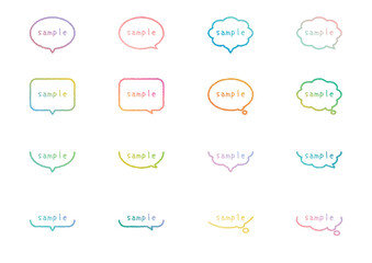 カラフルな手書き風の吹き出しセット（16種類）