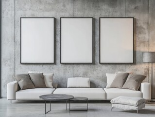 Modern Living Room Interior Design With Blank Frames