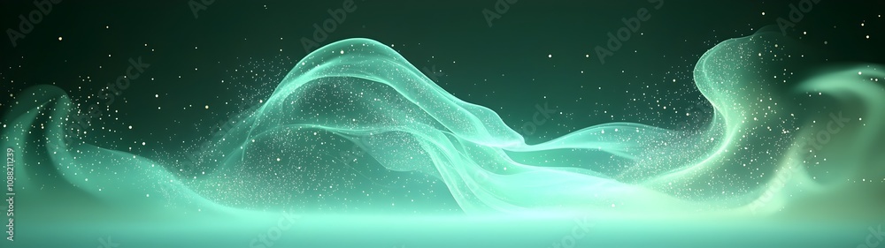 Aufkleber a mesmerizing swirl of ethereal green smoke, illuminated by soft light, creating a dreamy and mystic