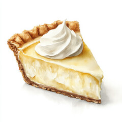 Delicious slice of creamy pie topped with whipped cream, perfect dessert!