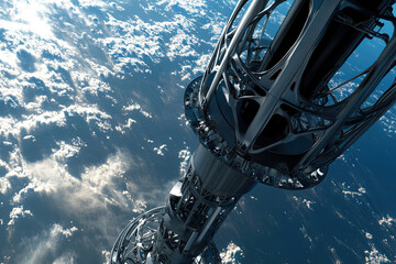 Space exploration and satellite deployment with AI support. Aerospace engineers astronauts and AI specialists pushing the boundaries of space travel