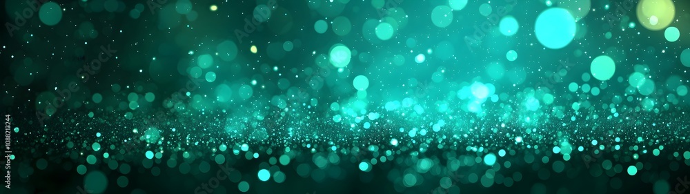 Poster a mesmerizing abstract background of teal and turquoise bokeh lights, creating a dreamy and atmosphe