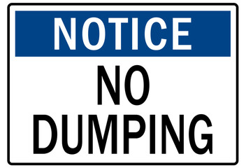 Dumpster sign no dumping