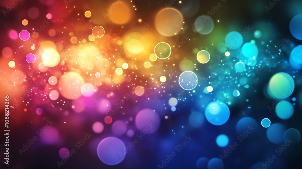 Poster vibrant multicolored bokeh light background ideal for festive celebrations or abstract design : gene