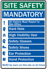 Fototapeta premium Job safety signs site safety mandatory