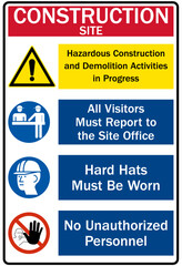 Job safety signs construction site