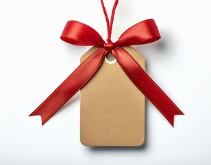 Shadow-Free Gift Tag with Red Ribbon for Seasonal Photography